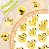 A set of small golden duck resin statues displayed on a white background.