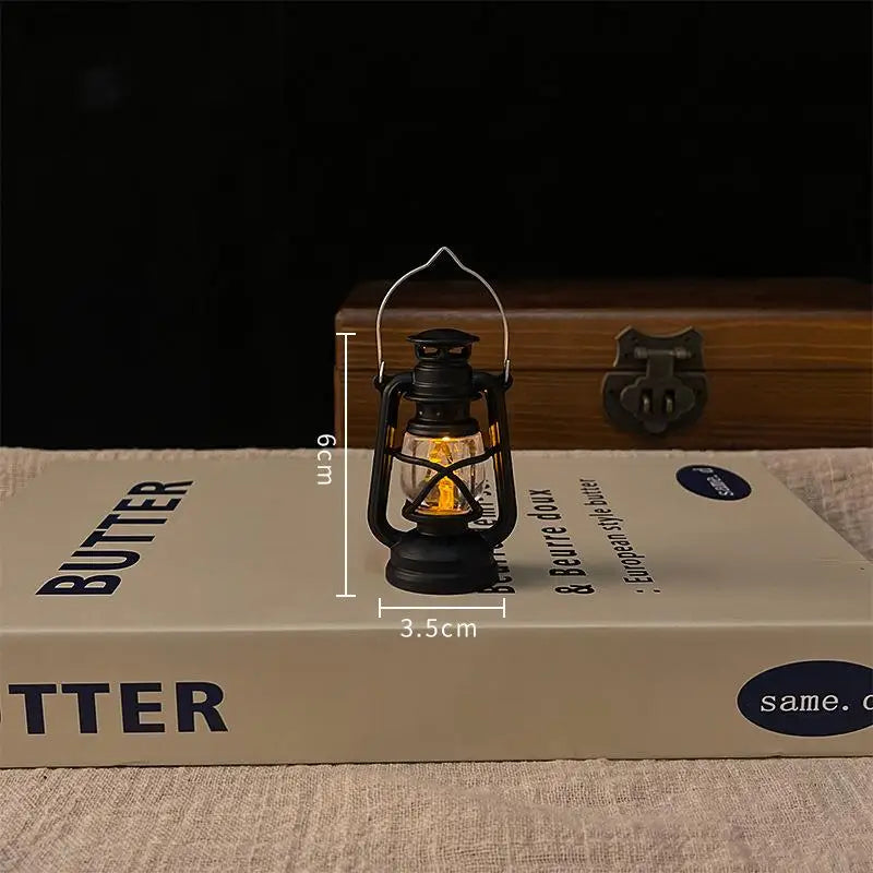 Vintage LED Glowing Lantern for Dollhouse & Night Light Decor