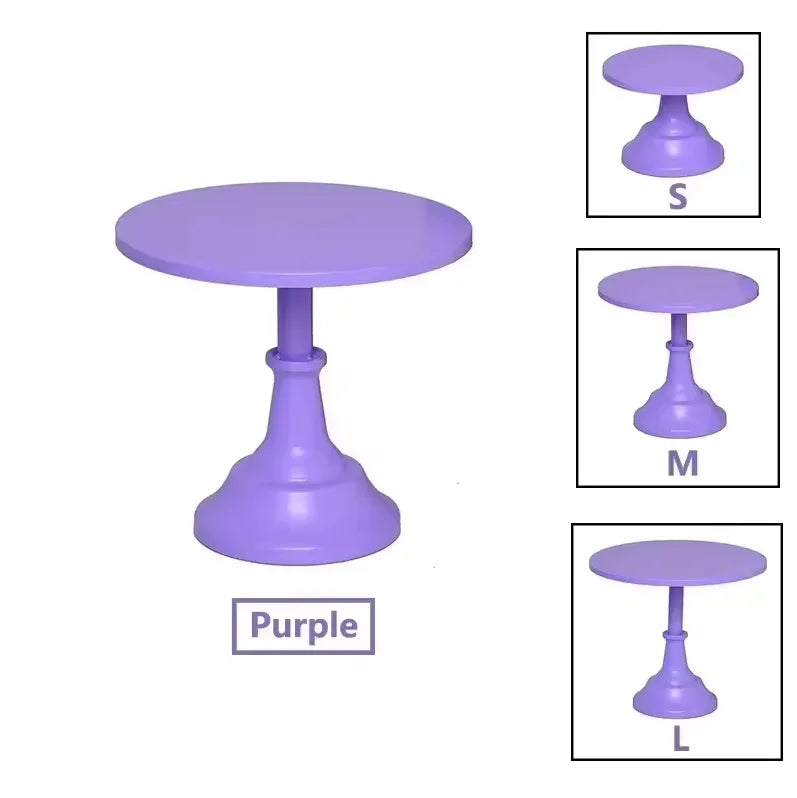 Purple metal cake stand with sizes S, M, and L displayed.