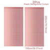 Two pink plastic background curtains measuring 200cm by 100cm for party backdrops