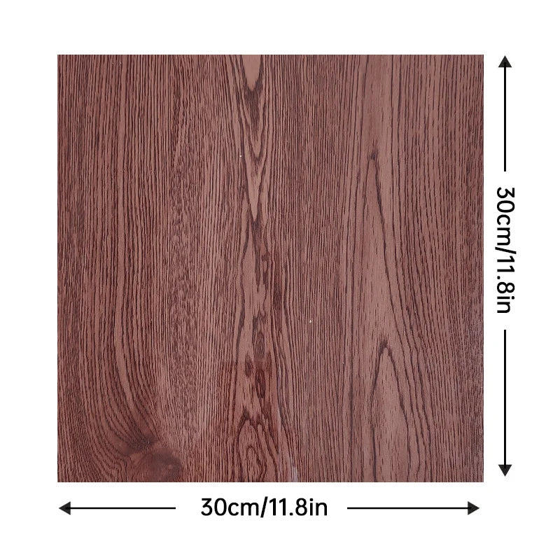 A rectangular tile showing a dark reddish-brown wood grain texture.