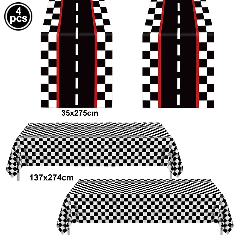Race Car Birthday Party Balloon Decoration Set with Traffic Lights, Cones & Checkered Flags