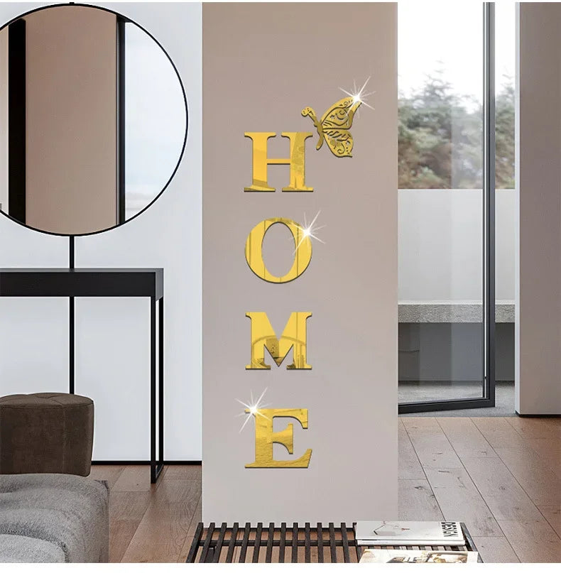 Acrylic Mirror Wall Stickers with Butterfly Design