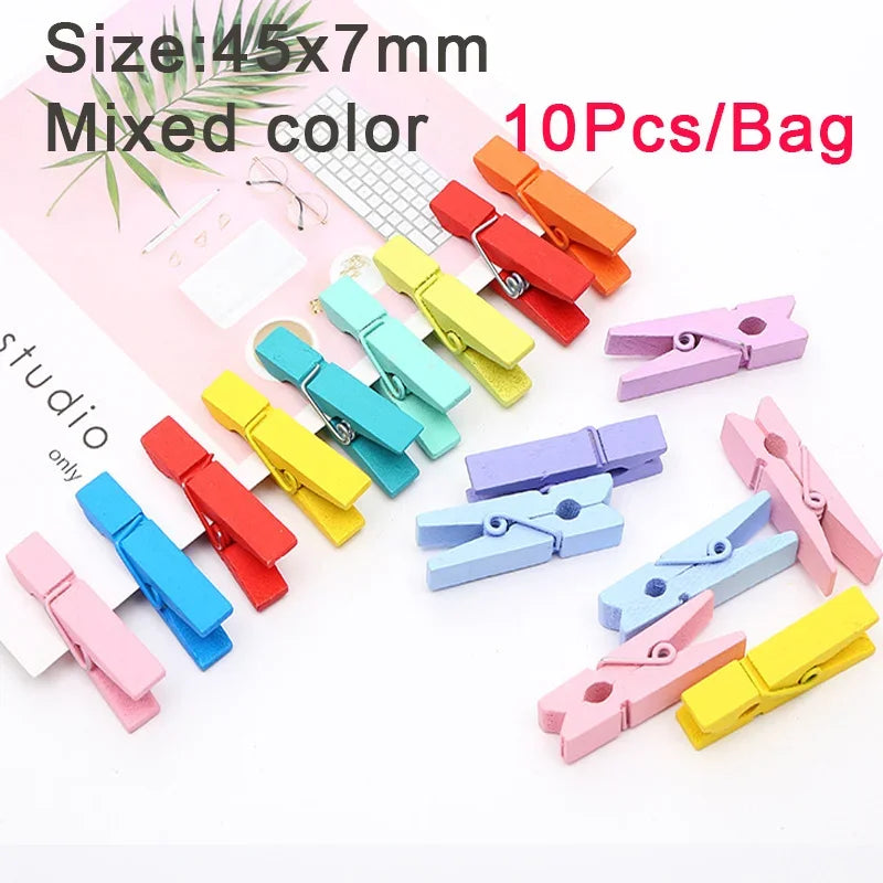 Colorful Natural Wooden Clips for Crafts, Photos, and DIY Projects