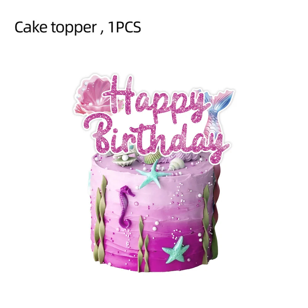Purple Mermaid Birthday Party Supplies Kit for Girls