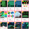 A collection of glow-in-the-dark star and moon wall stickers in various colors and sizes.
