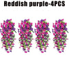 Four bunches of reddish purple artificial morning glory hanging vines for decoration