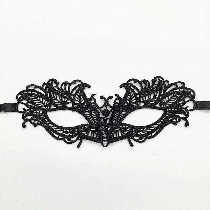 Elegant black lace half face mask for masquerade and costume parties