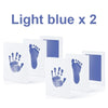 Two light blue handprint and footprint cards for baby crafts