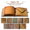 An open page from a vintage DIY scrapbook photo album showing textured, aged paper pages.