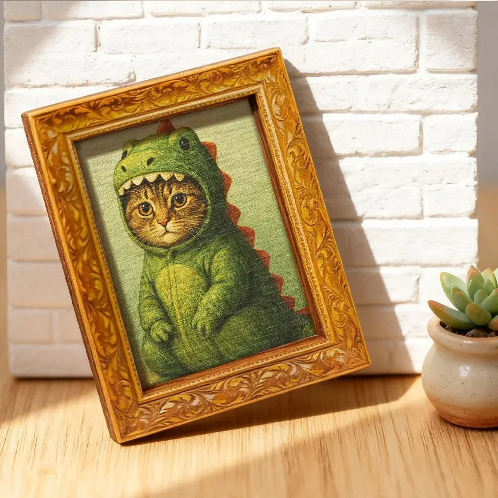 Vintage Cat in Dinosaur Costume Fridge Magnet