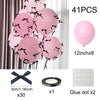 41 pieces of pink latex balloons with black bows and glue dots for decoration