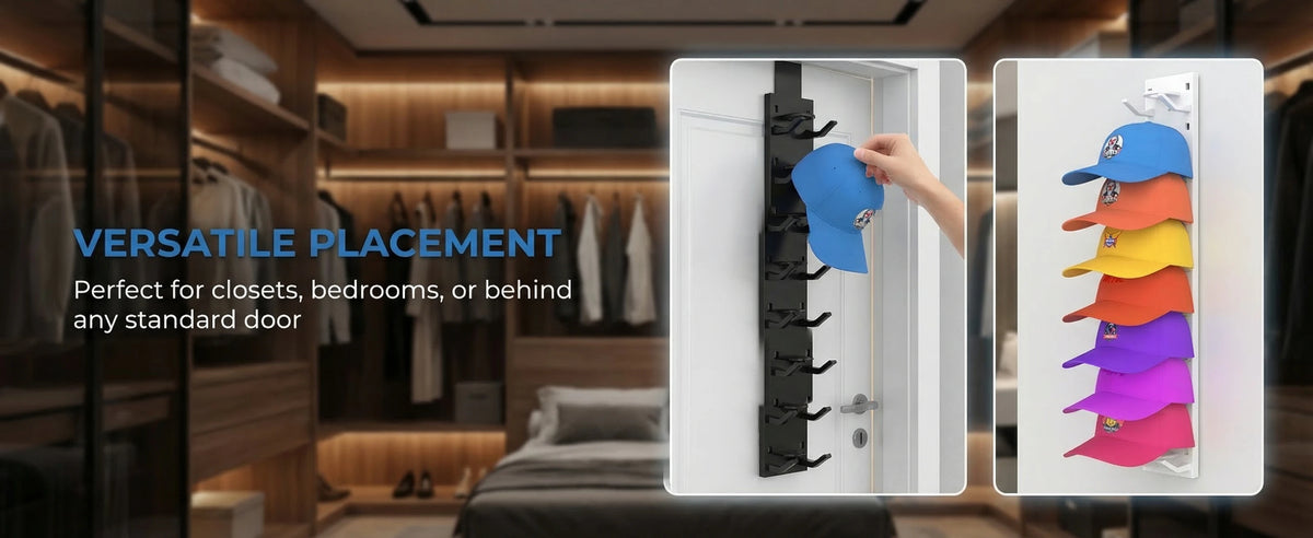 Wall-Mounted Hat Organizer Rack for 9 Caps