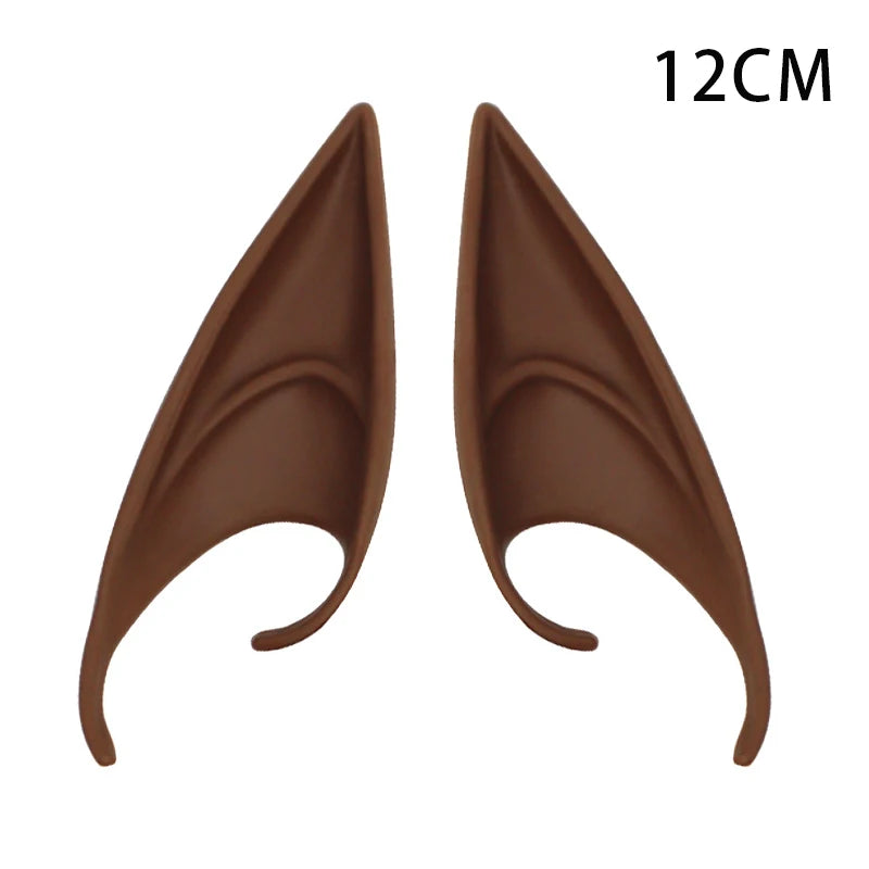 Pair of realistic brown latex elf ears for cosplay and costume parties, measuring 12cm.