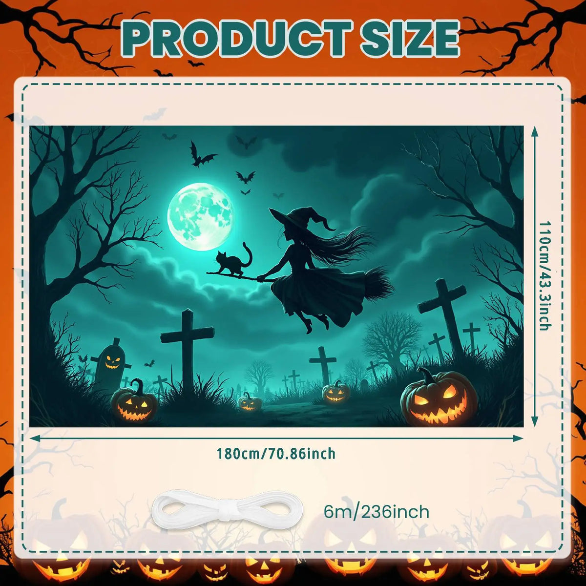 Large Halloween Witch Door Banner with Classic Spooky Design