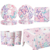 Butterfly Party Supplies Disposable Tableware Set for Birthday & Baby Shower