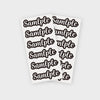 A sheet of white paper featuring repeated instances of the word Sample in black handwritten style.