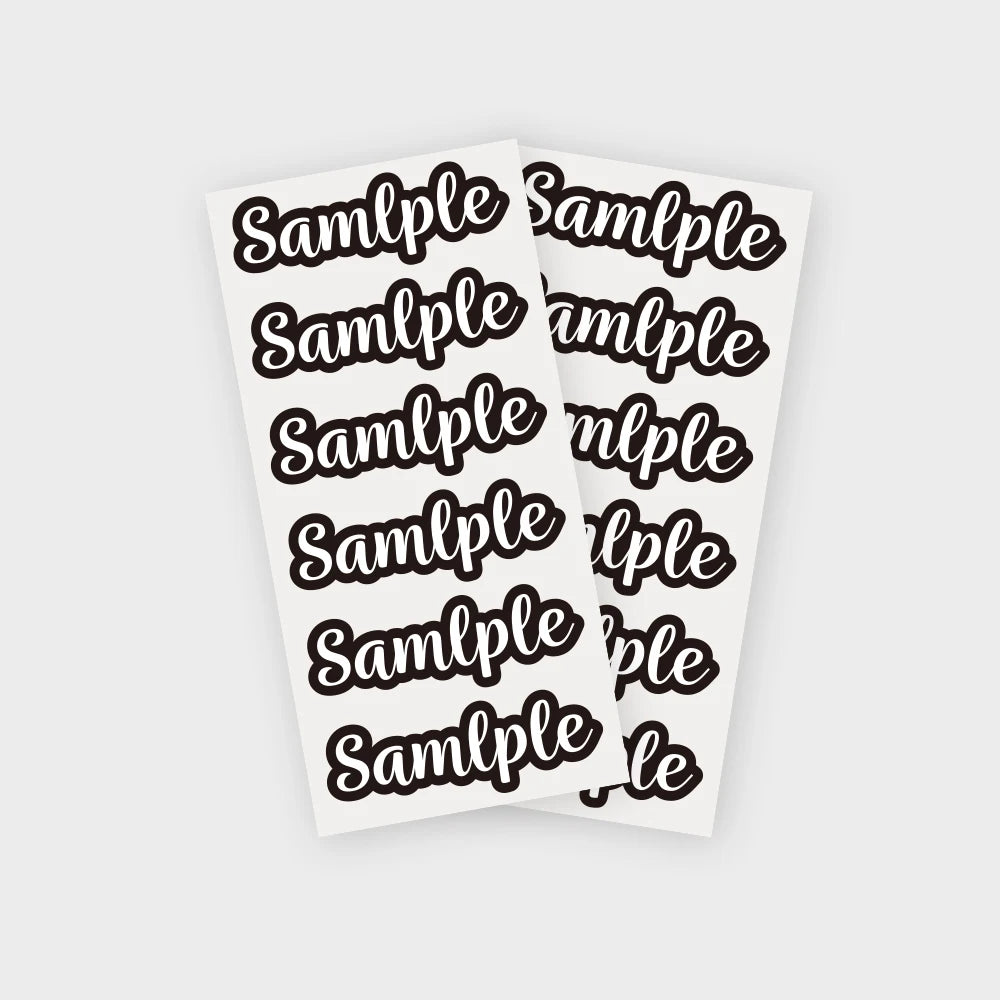 A sheet of white paper featuring repeated instances of the word Sample in black handwritten style.