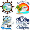 A set of four magnetic cruise door decorations featuring family and ship themes.