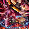 Anime style illustration featuring characters in dynamic poses with vibrant colors and dramatic lighting.