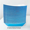 A stack of bright blue disposable paper food trays, measuring 4.5cm x 12cm x 16.5cm.