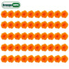 A collection of 50 artificial orange carnation and marigold flower heads for festive decoration.