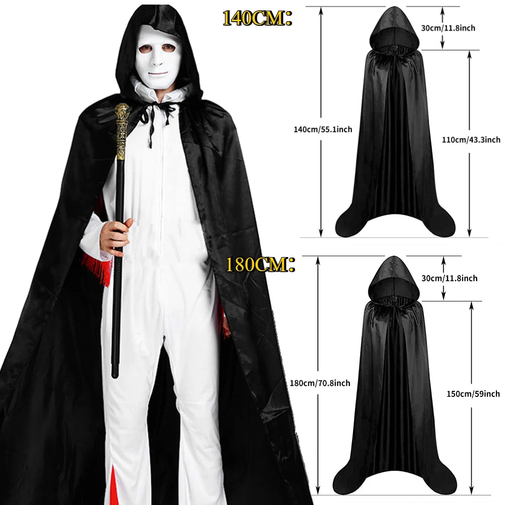 Black Wizard Cloak Costume Cape for Cosplay and Halloween