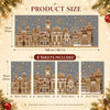 Four sheets of Christmas gingerbread house window clings featuring detailed architectural facades