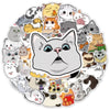 A circular arrangement of various funny cartoon cat meme stickers for DIY decor