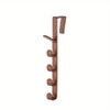 A vertical set of brown over-the-door hooks for bags, hats, and scarves.