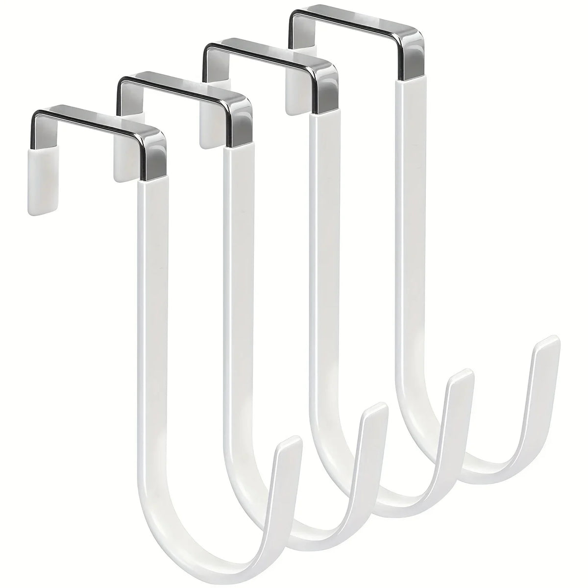 A set of heavy-duty door hangers with a scratch-protective rubber coating, shown in silver and white.