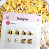 A set of cute bee and daisy 3D resin nail art charms displayed on a white background.