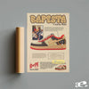 Póster con la carátula del álbum de Kanye West y un par de zapatillas Yeezy sobre fondo neutro