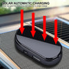 A black device is shown being charged by sunlight on a metal surface.