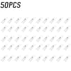 A collection of 50 clear plastic spring clips for photos, papers, and crafts.