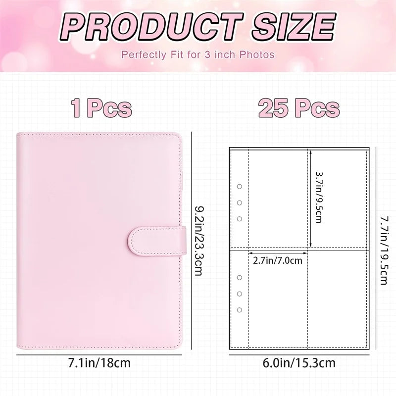 Pink reusable A5 photocard album binder with 1 pc and 25 pc options
