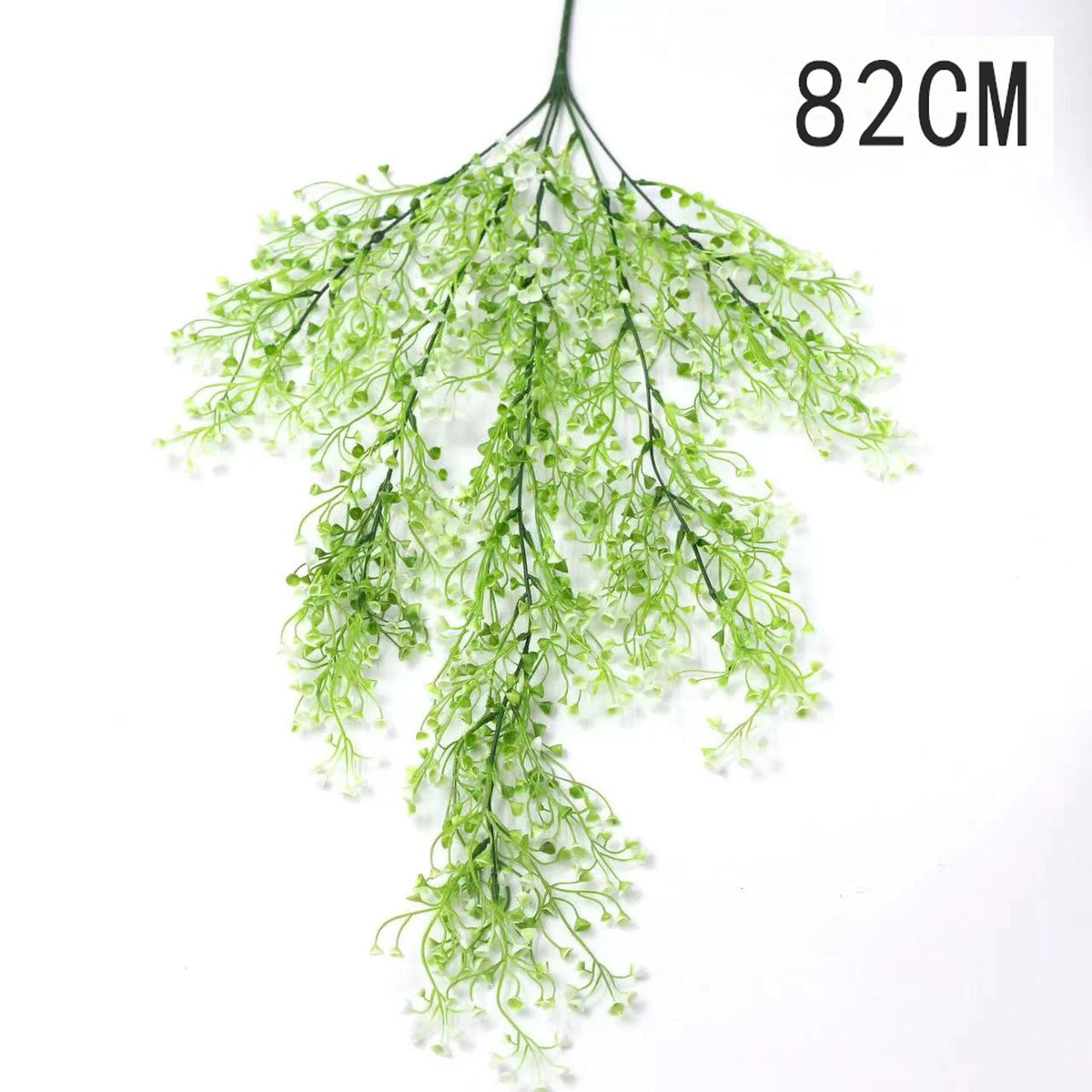 A long, delicate green artificial plant vine wall hanging measuring 82cm.