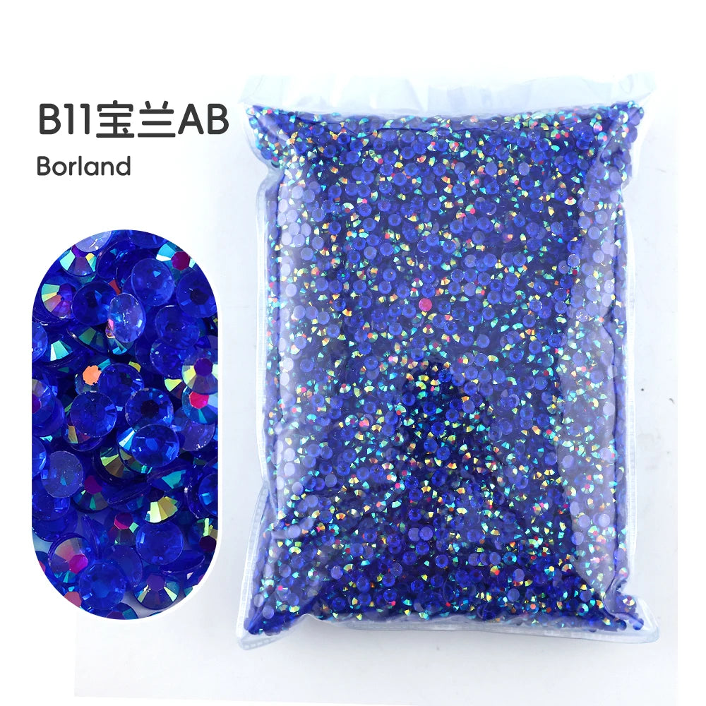 Bag of B11 AB Borland blue and gold resin rhinestones for crafting