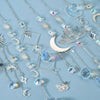 Set de cristales plateados para colgar, con formas como estrellas, lunas y hojas