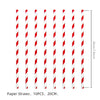 A set of ten red and white striped paper straws shown vertically with a measurement scale.