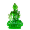 Handcrafted resin statue of Medicine Buddha in vibrant green color