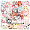 A collection of cute pink and white cow cartoon decals for DIY decoration