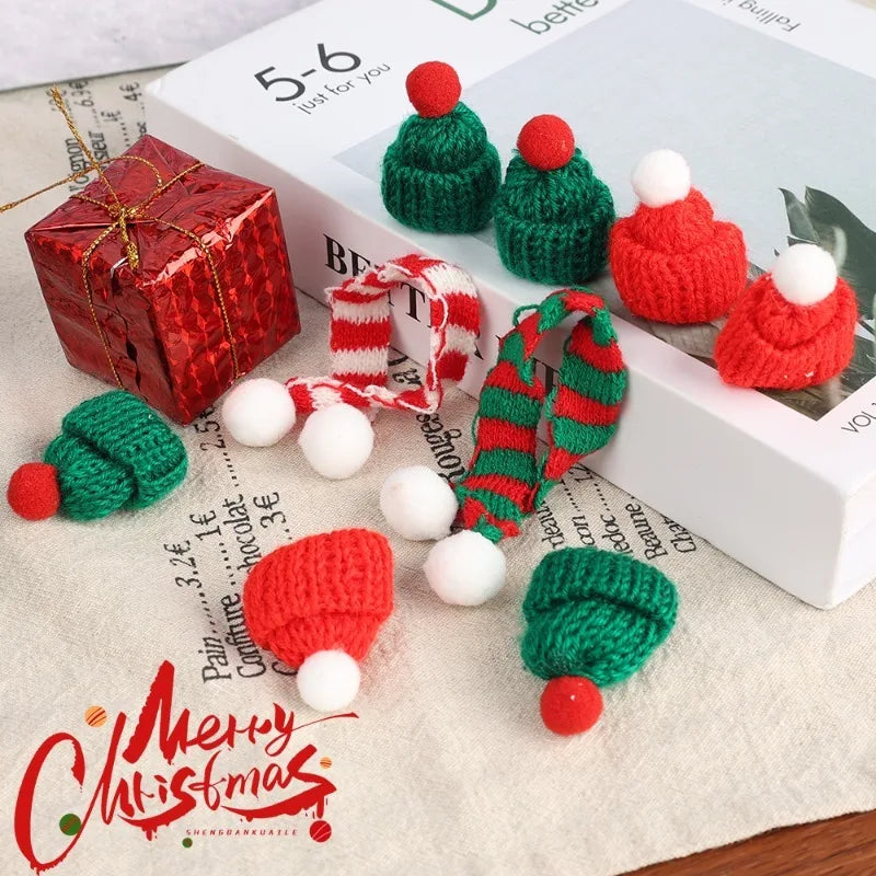 Festive Mini Santa Hat & Scarf Wine Bottle Topper Set