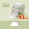 Roll of Spring Breeze thermal label paper with pink and green floral designs, 50-30mm wide.