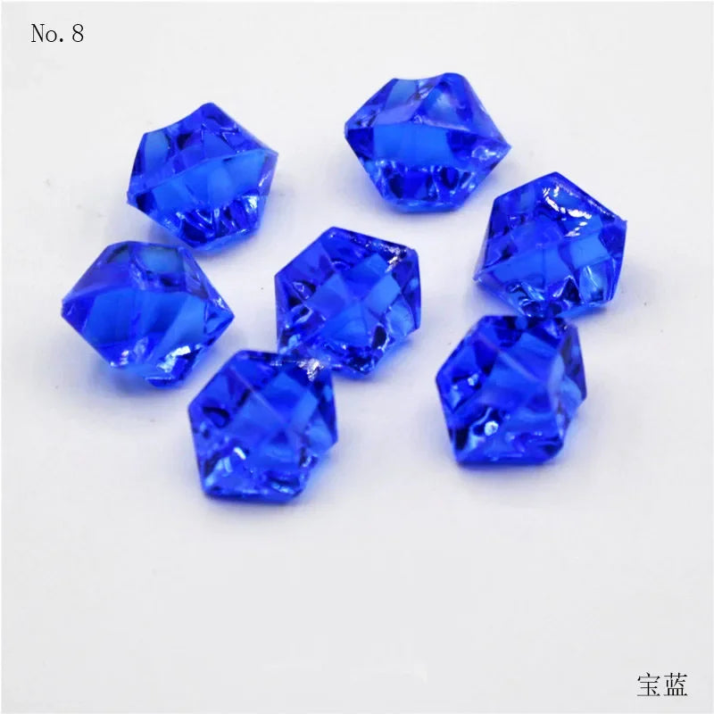 Eight faceted blue crystal ice cube acrylic stones for vase filler and decor
