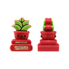 A set of three stacked silicone plant beads in red and green for jewelry making and DIY crafts