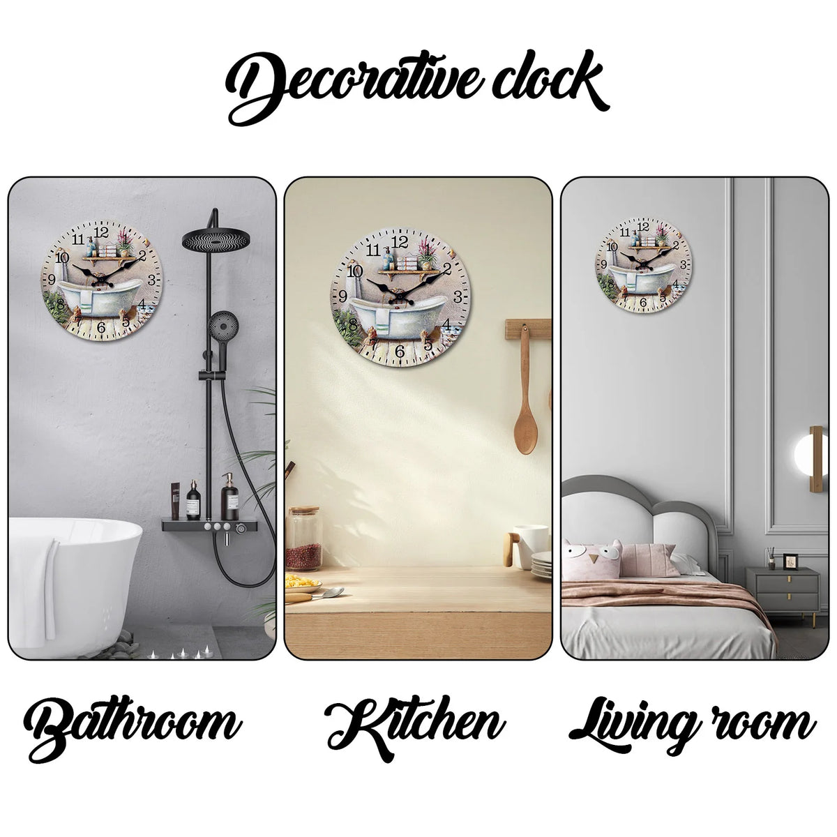 Modern Wooden Bathtub Wall Clock for Home Decor
