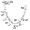 Silver bag chain accessory with multiple charms including a heart and star.
