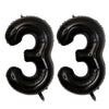 A set of two giant black foil balloons shaped like the number 33