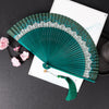 Traditional Bamboo Folding Fan with Solid Color Design